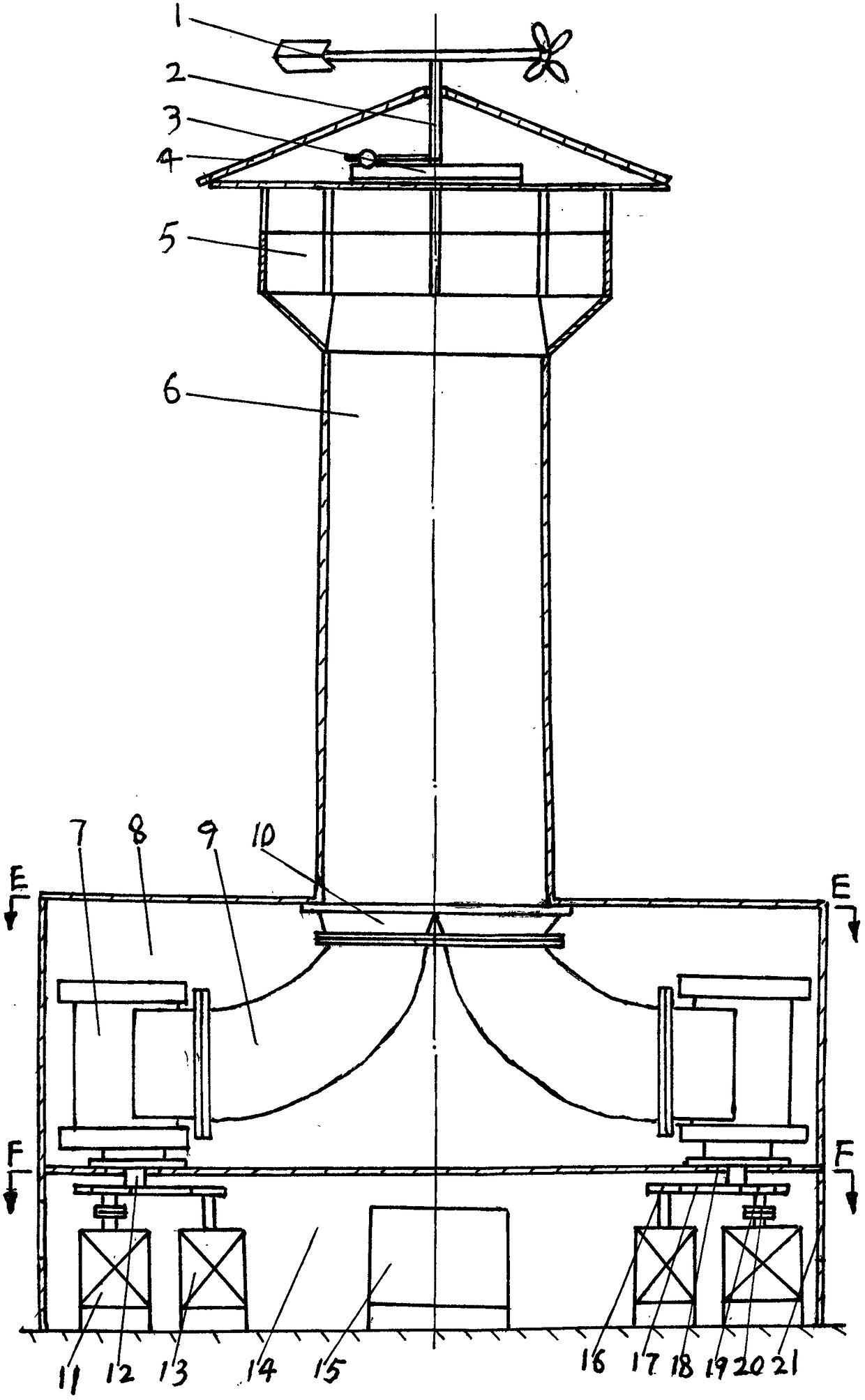 Cross-flow type super rotary jetting wind power station