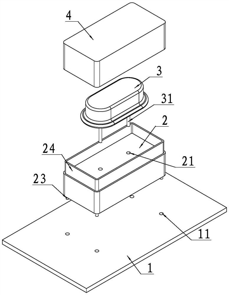 An anti-interference crystal oscillator installation structure and installation method