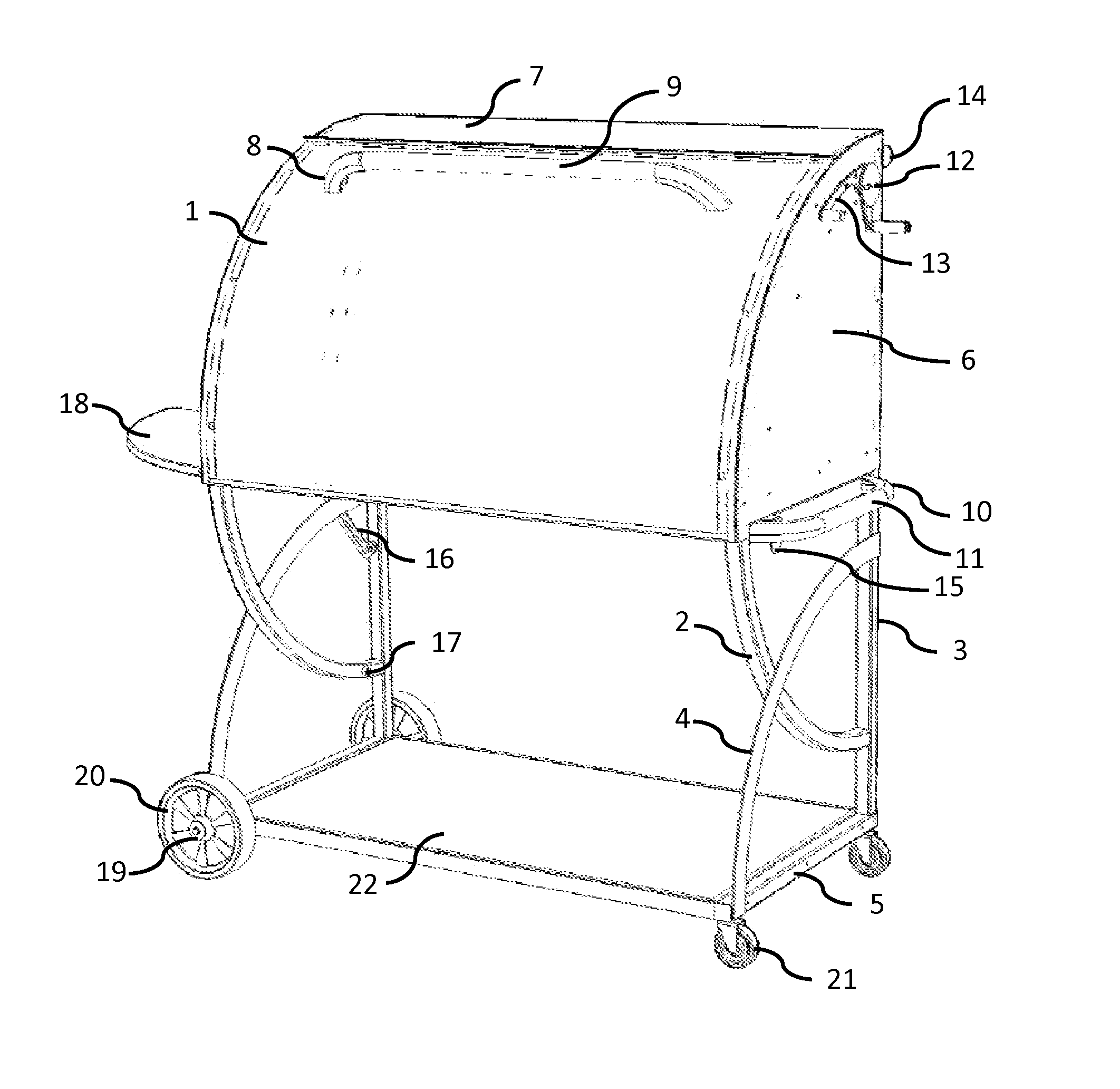 Cooking apparatus with downward opening lid