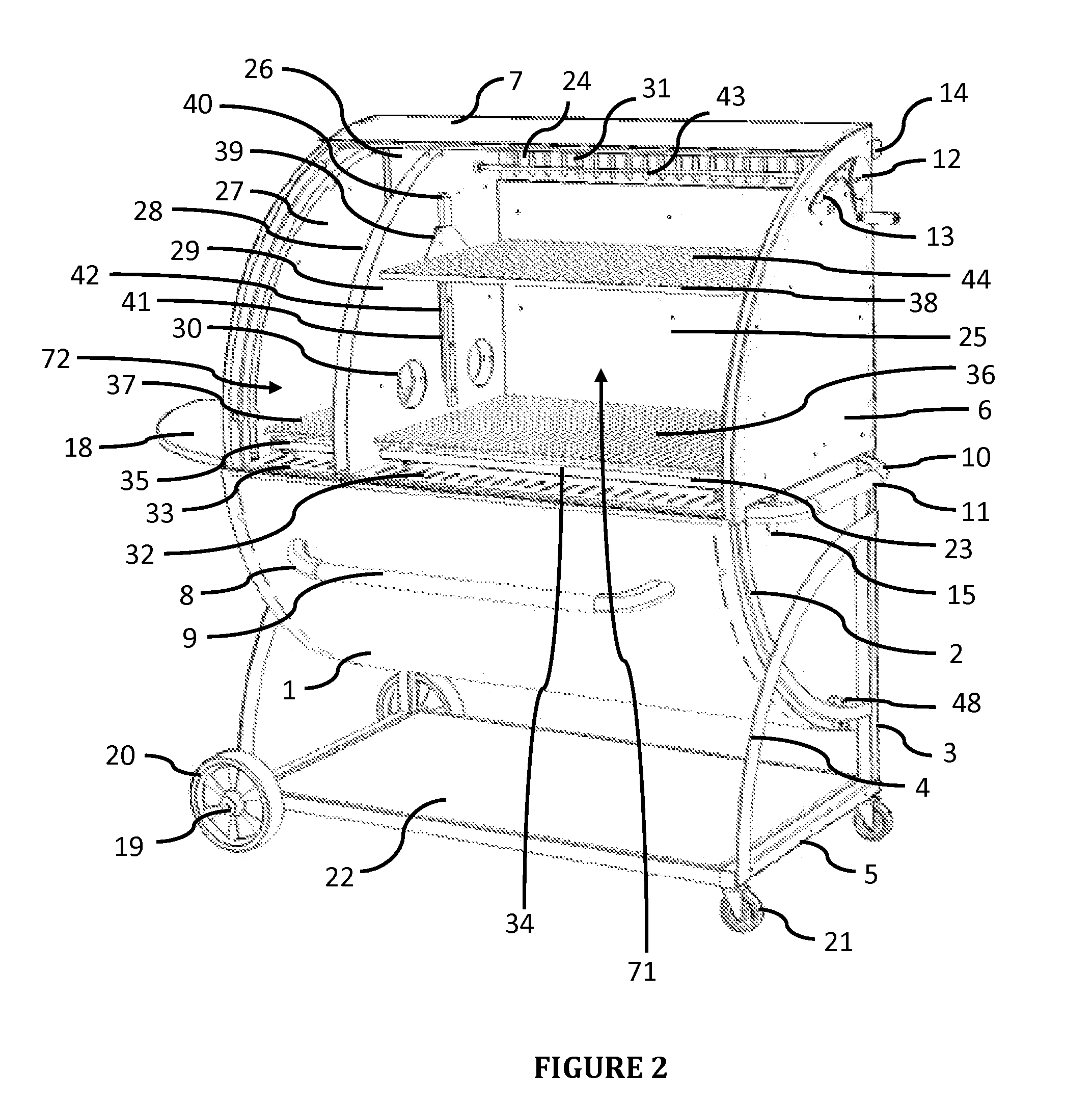 Cooking apparatus with downward opening lid