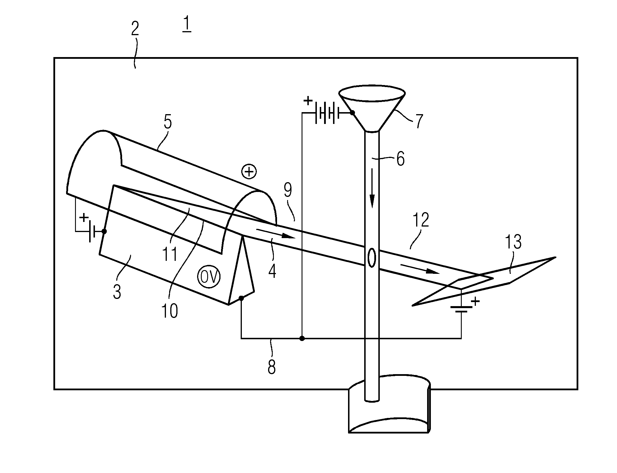 Device for producing an electron beam