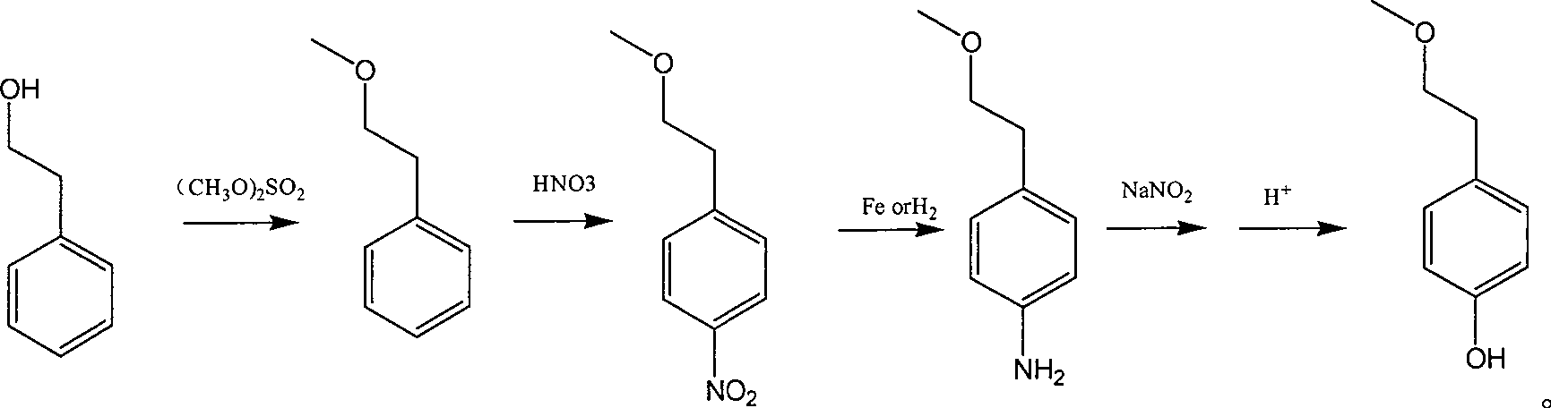 Para-(2-methoxyl) ethylphenol synthesis method