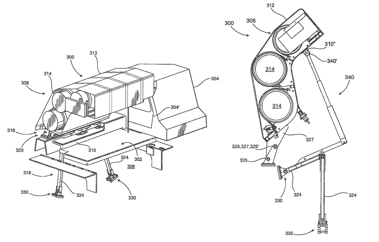 Modification of an industrial vehicle to include a containment area and mounting assembly for an alternate fuel