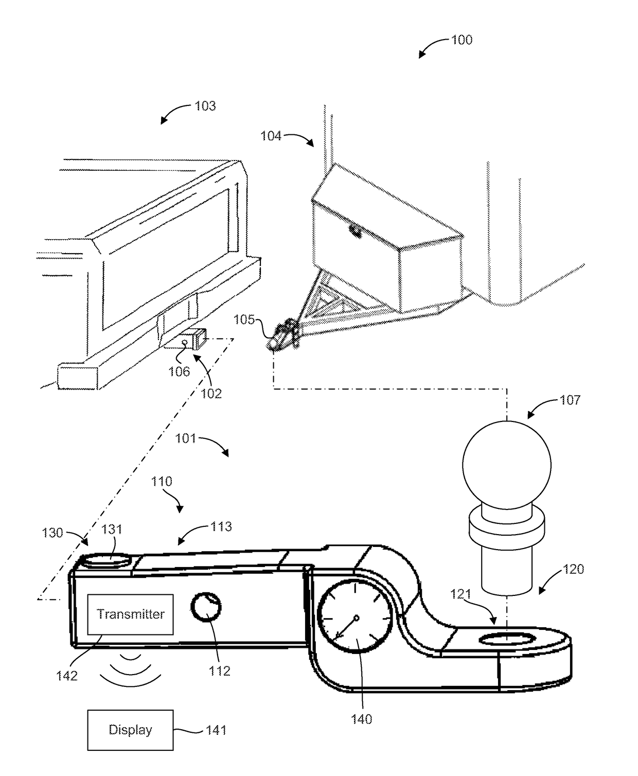 Ball mount for measuring tongue weight of a trailer