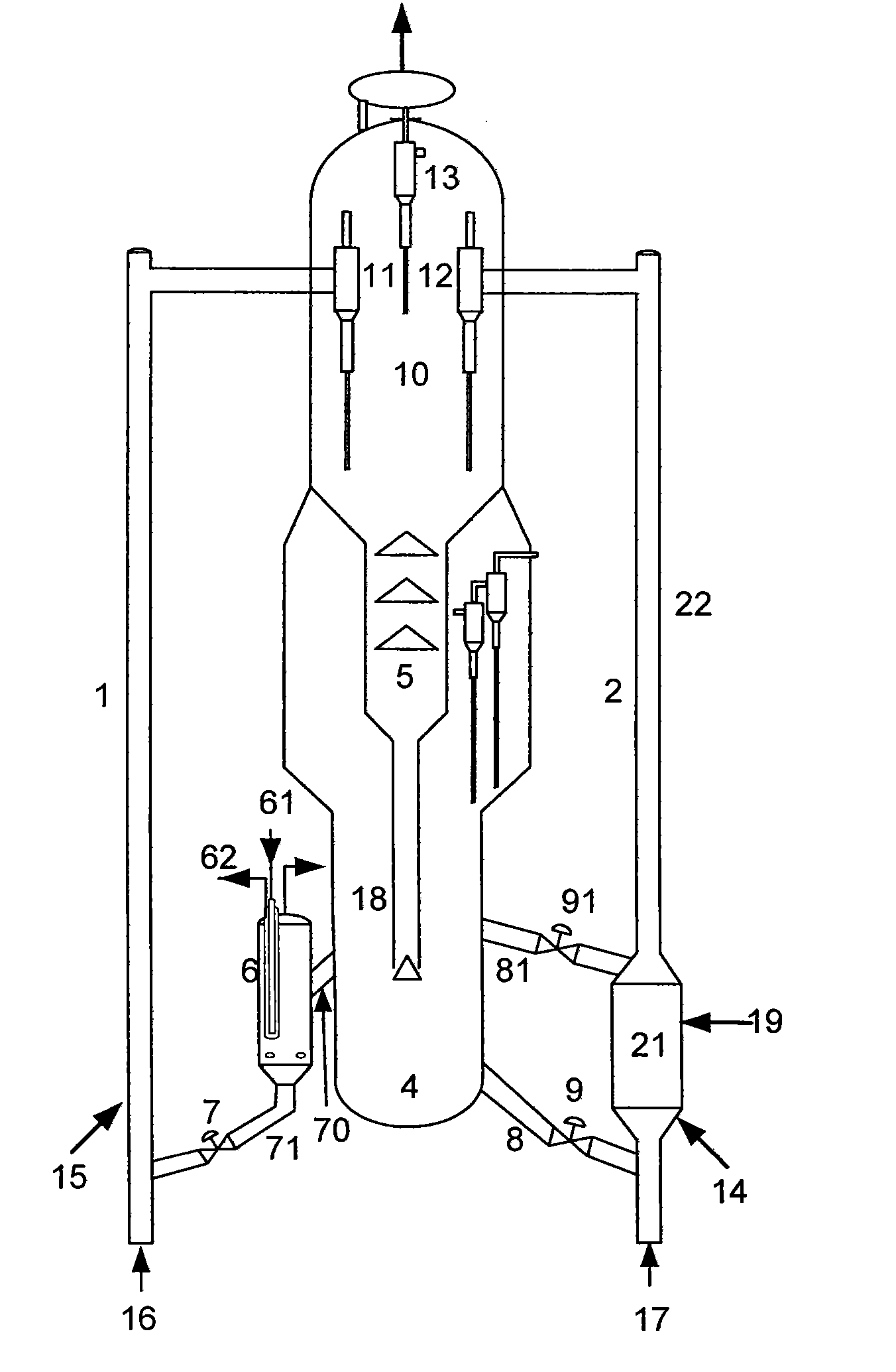 Heavy oil catalytic cracking method and device by double-area coupling and catalyst tandem