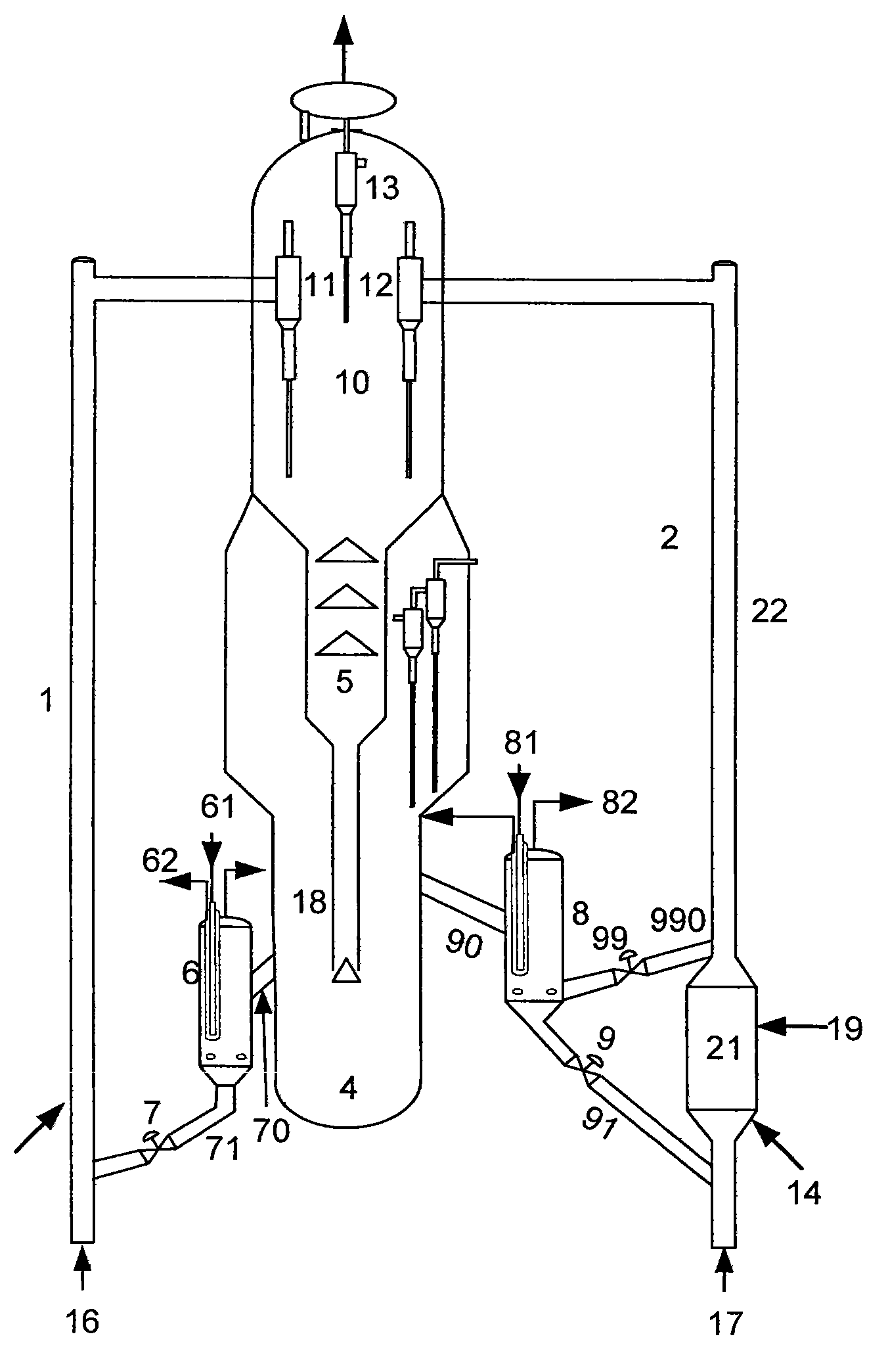 Heavy oil catalytic cracking method and device by double-area coupling and catalyst tandem