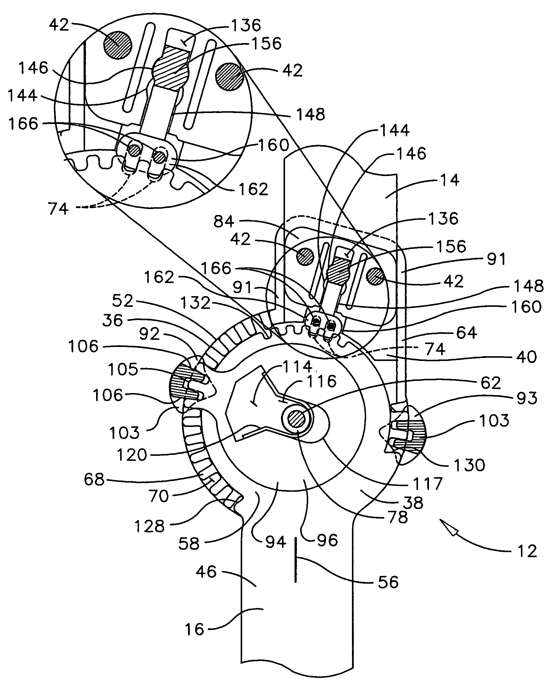 Releasably locking hinge for an orthopedic brace having adjustable rotation limits