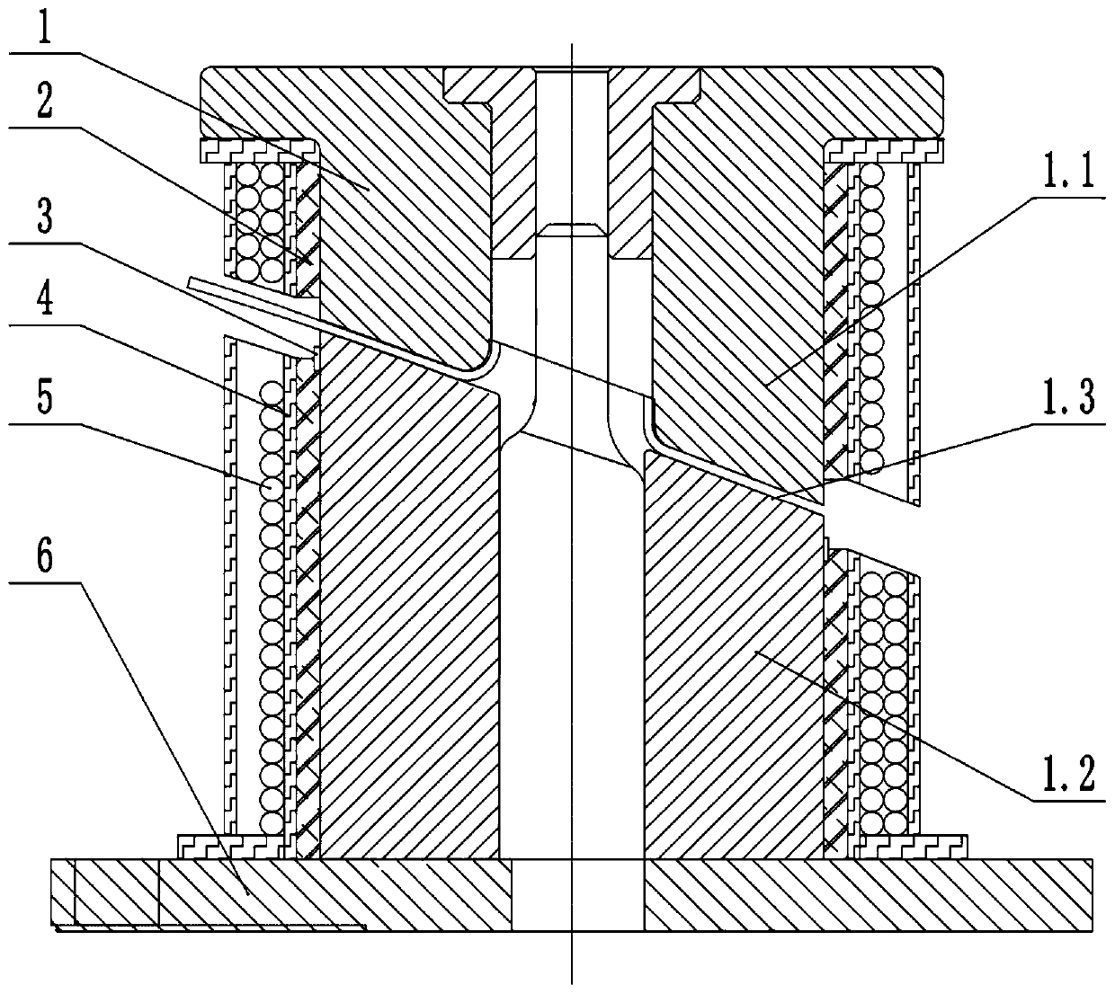 Electromagnetic heating flanging mold