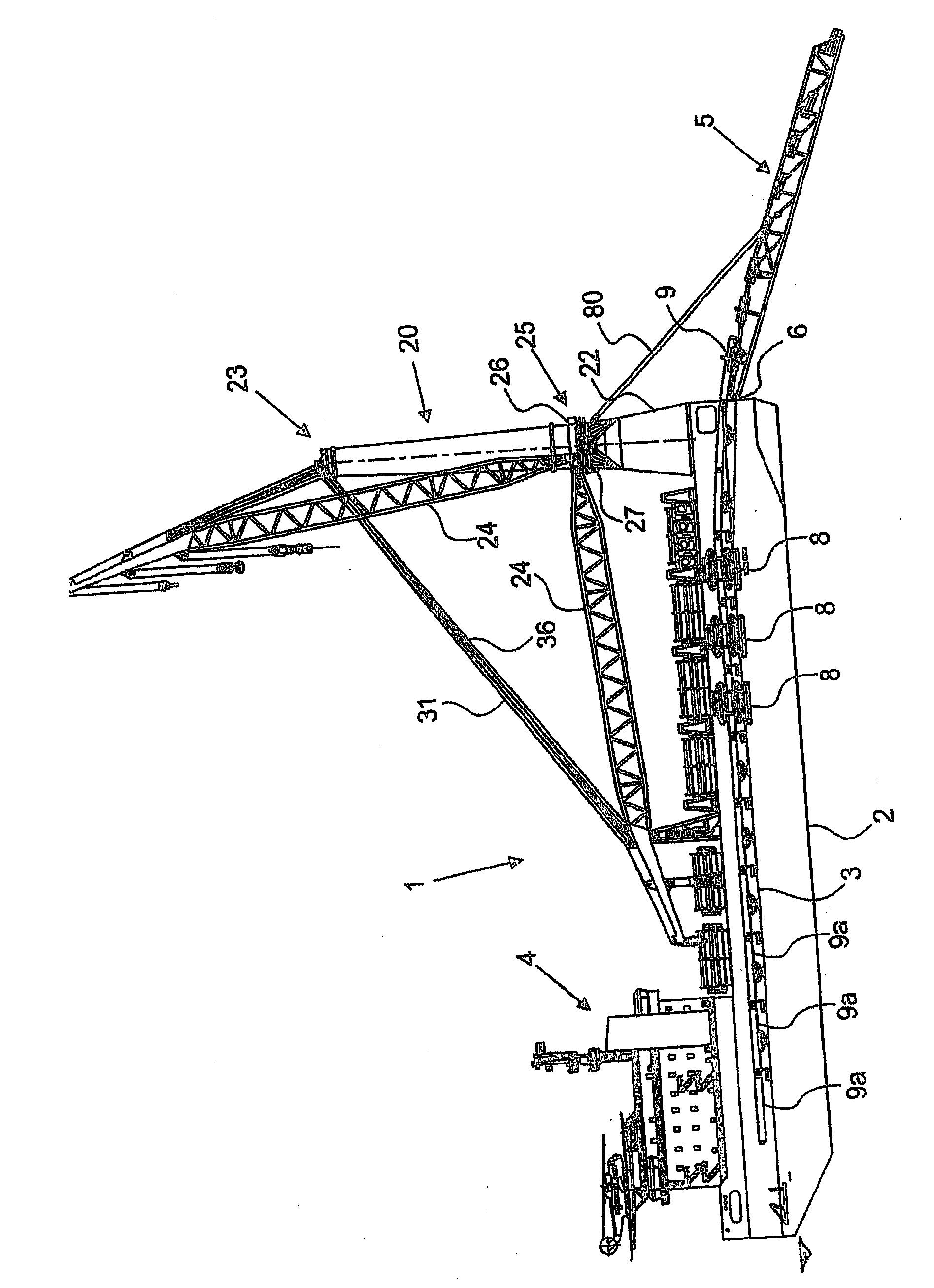 Hoisting crane and offshore vessel