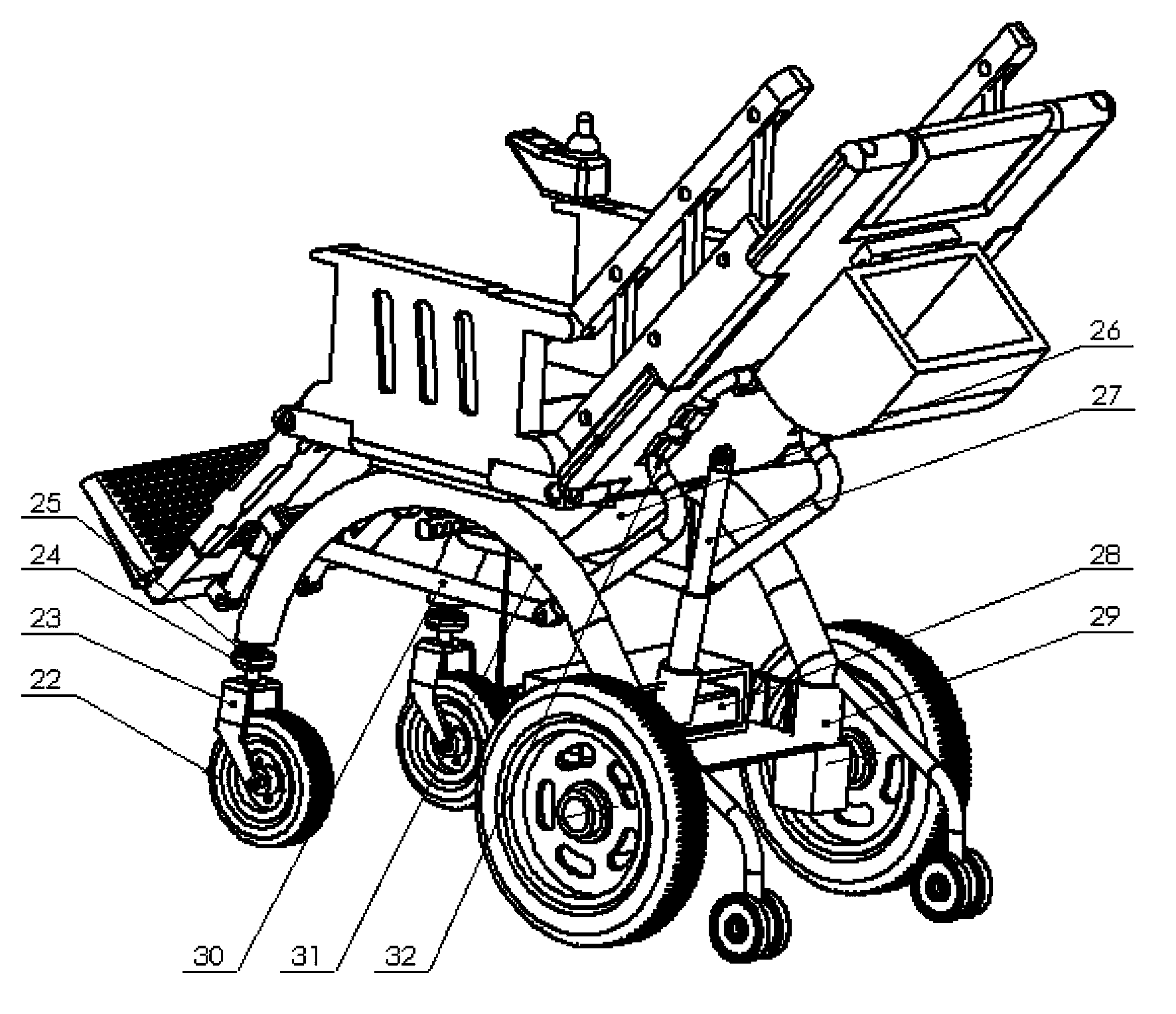 Electrically propelled wheelchair with functions of nursing bed