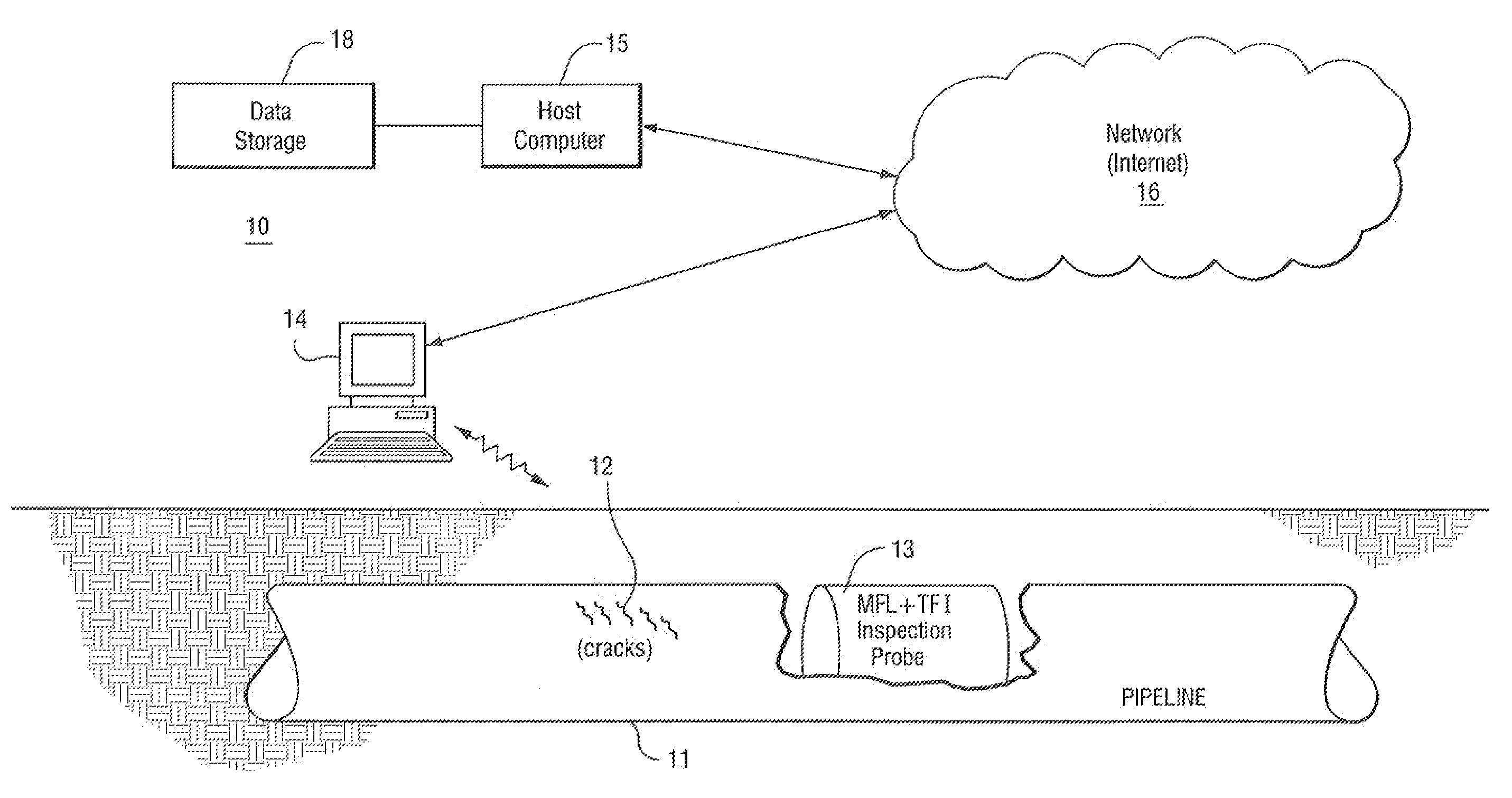 Method and apparatus inspecting pipelines using magnetic flux sensors