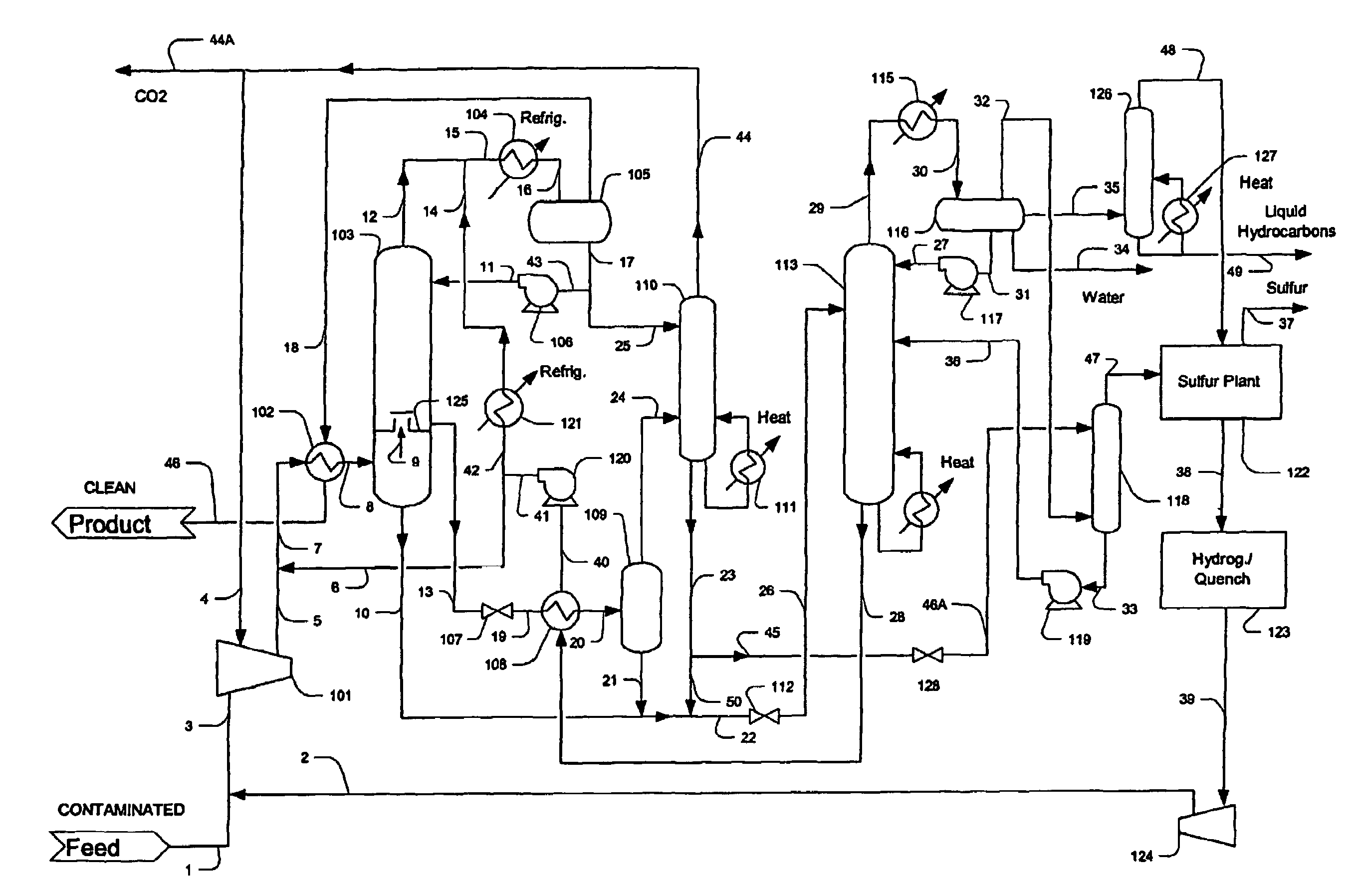 Configurations and methods for acid gas and contaminant removal with near zero emission