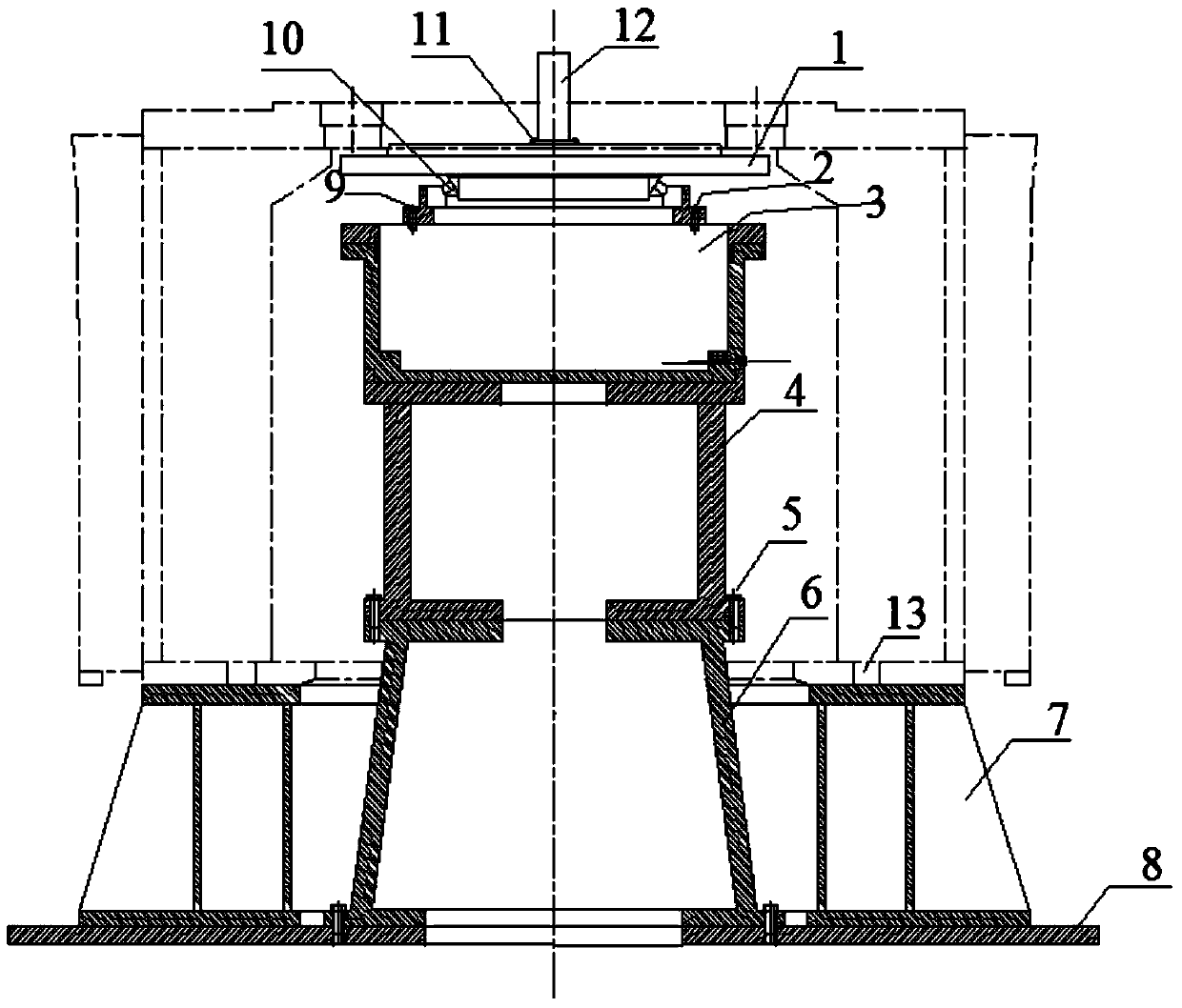 Processing method for machining main studs of large and medium-sized rotor spiders by utilizing rotating tire