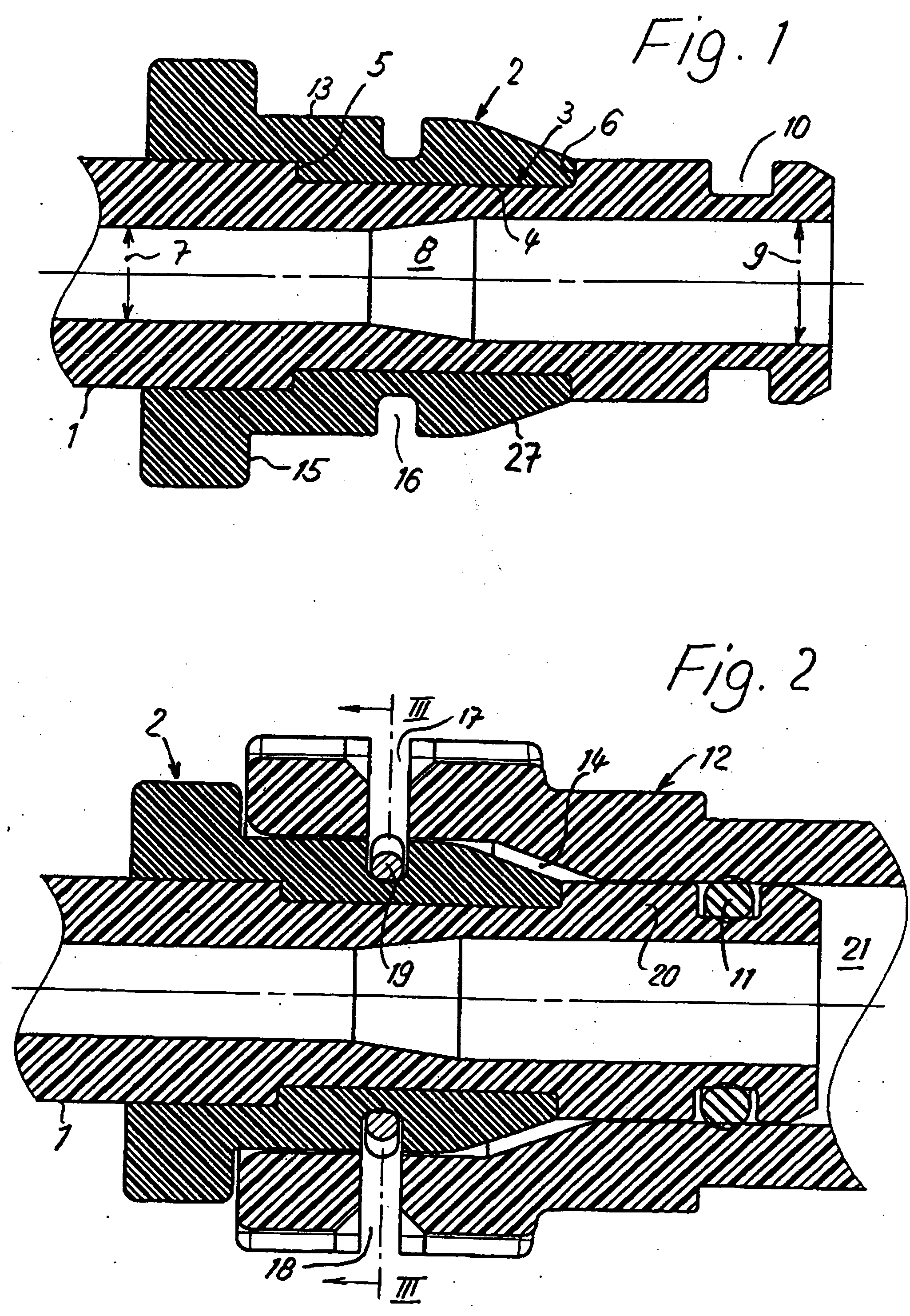 End section of a fluid line with molded-on push-in fitting