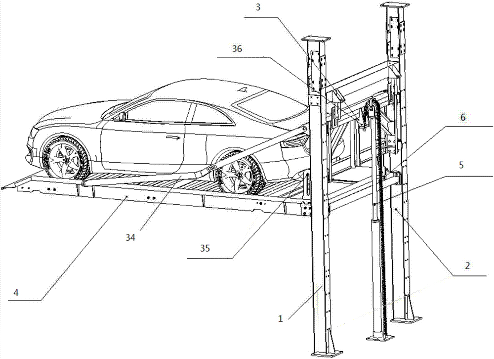 Lifting mechanism for cantilever-type mechanical garage