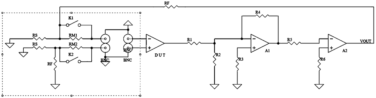 Circuit and method for measuring operational amplification bias current and shielding control unit