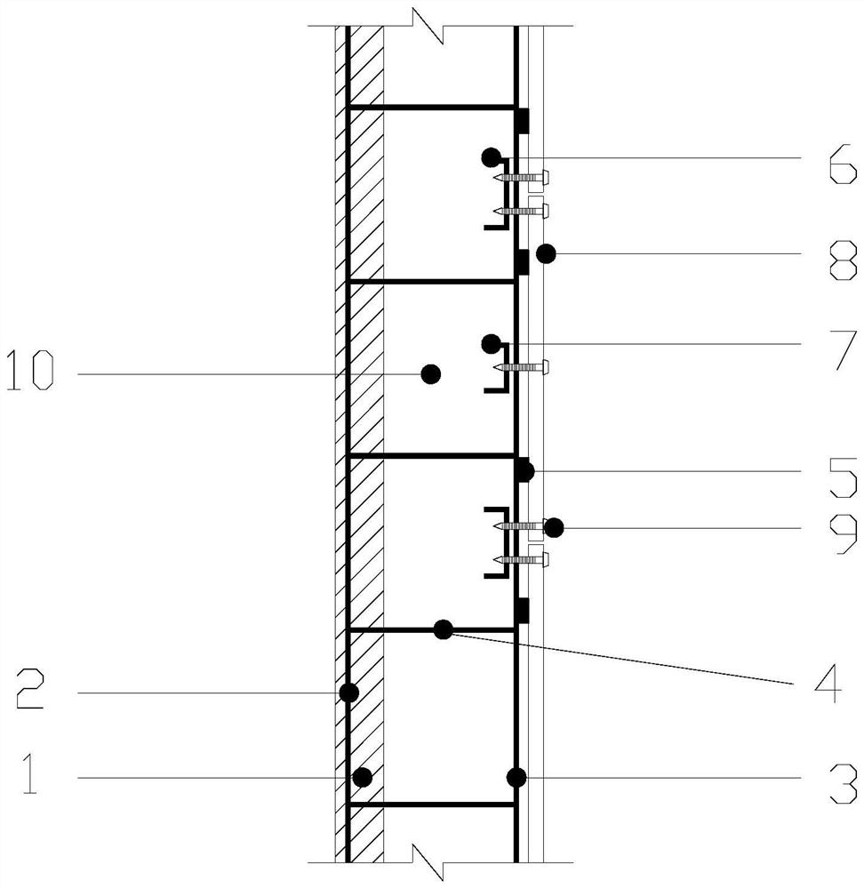 Built-in back arris precast concrete formwork-removal-free hollow wall and construction technology