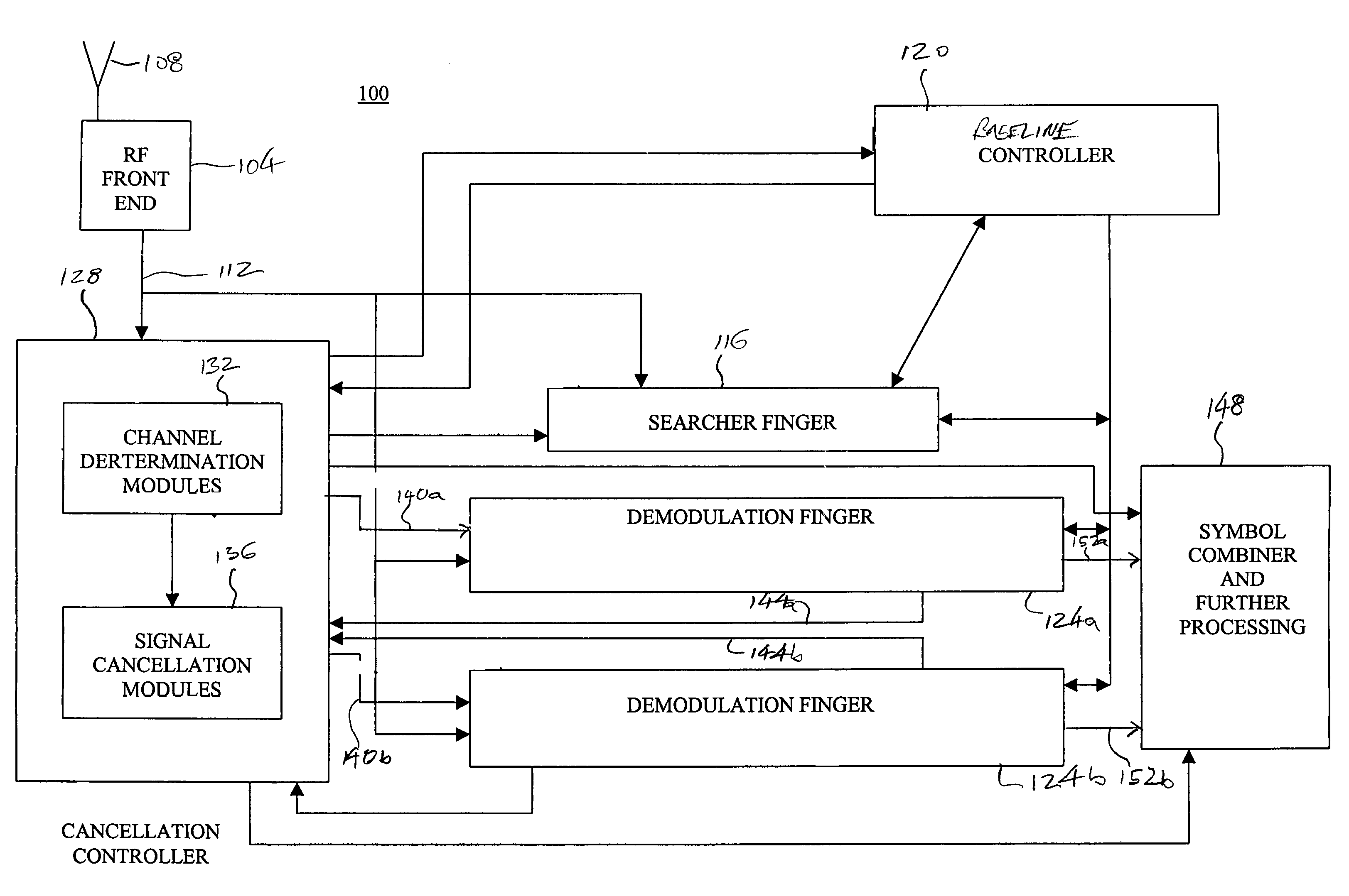 Method and apparatus for interference suppression with efficient matrix inversion in a DS-CDMA system