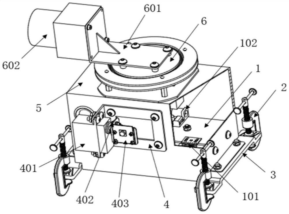 A monitoring device for distance detection and picture transmission at the front end of a crane jib