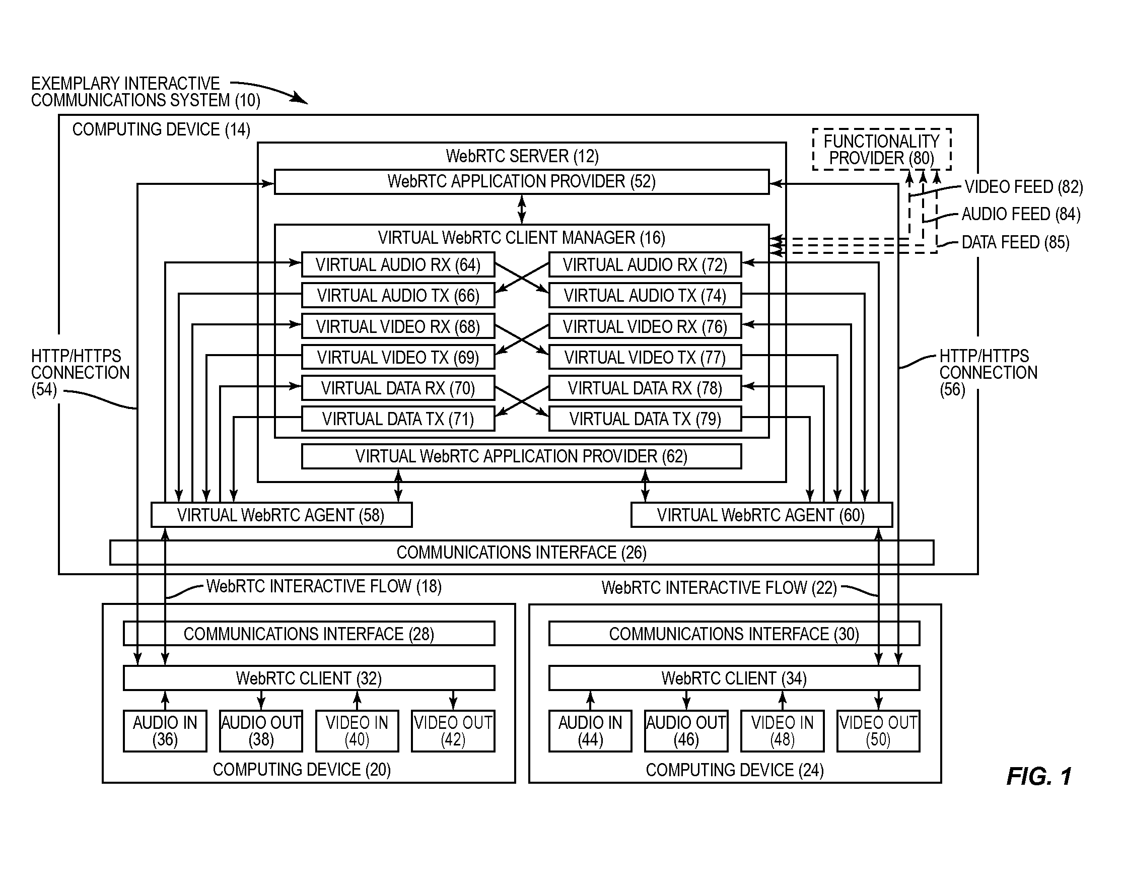 Back-to-back virtual web real-time communications (webrtc) agents, and related methods, systems, and computer-readable media