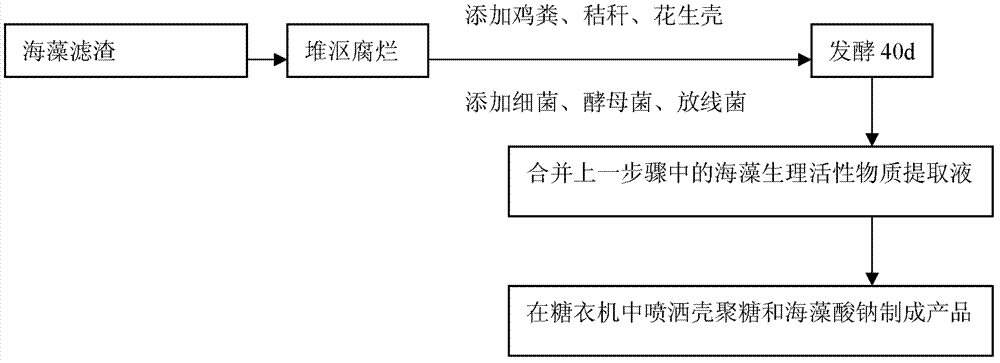 Chitosan coated alga bioorganic fertilizer and preparation method thereof