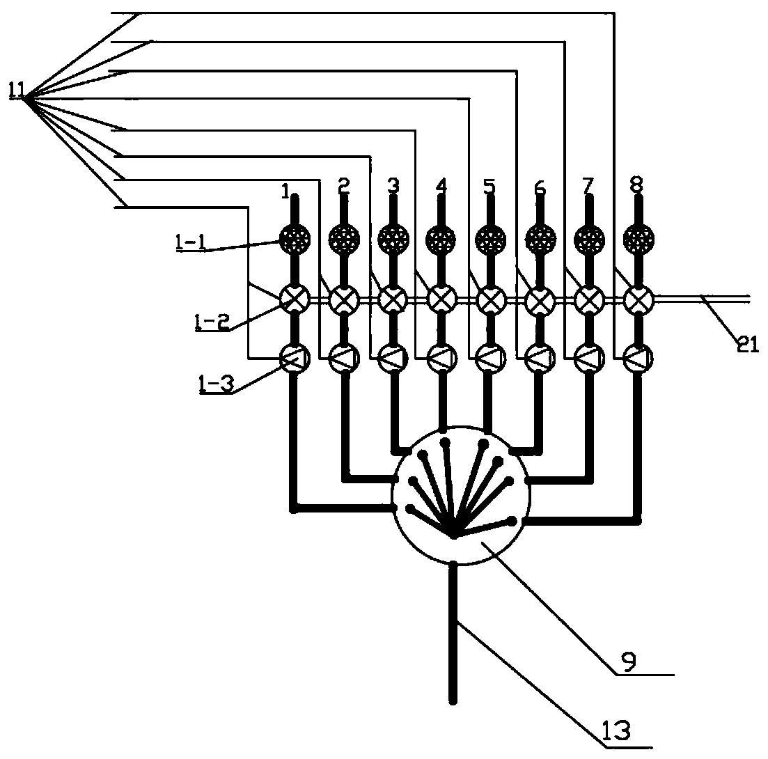 Multi-point-location on-line automatic collection system for gas in livestock and poultry field area