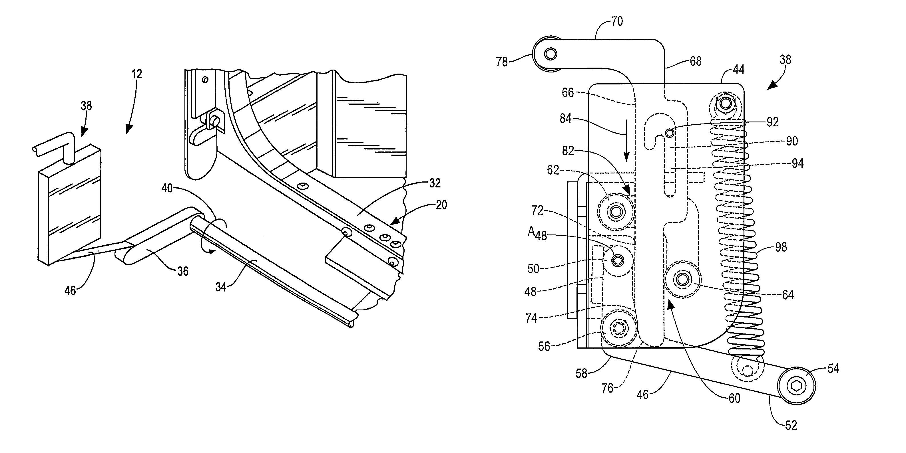 Automatic chute opening system for strapping machine