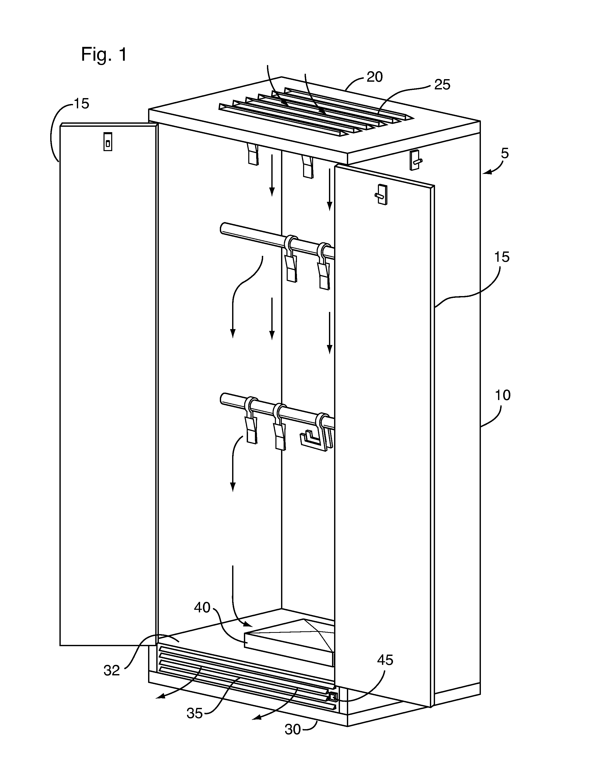 Wardrobe for drying clothing and sports equipment