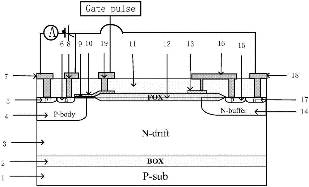 Test method for lateral insulated gate bipolar transistor interface state and five-port device