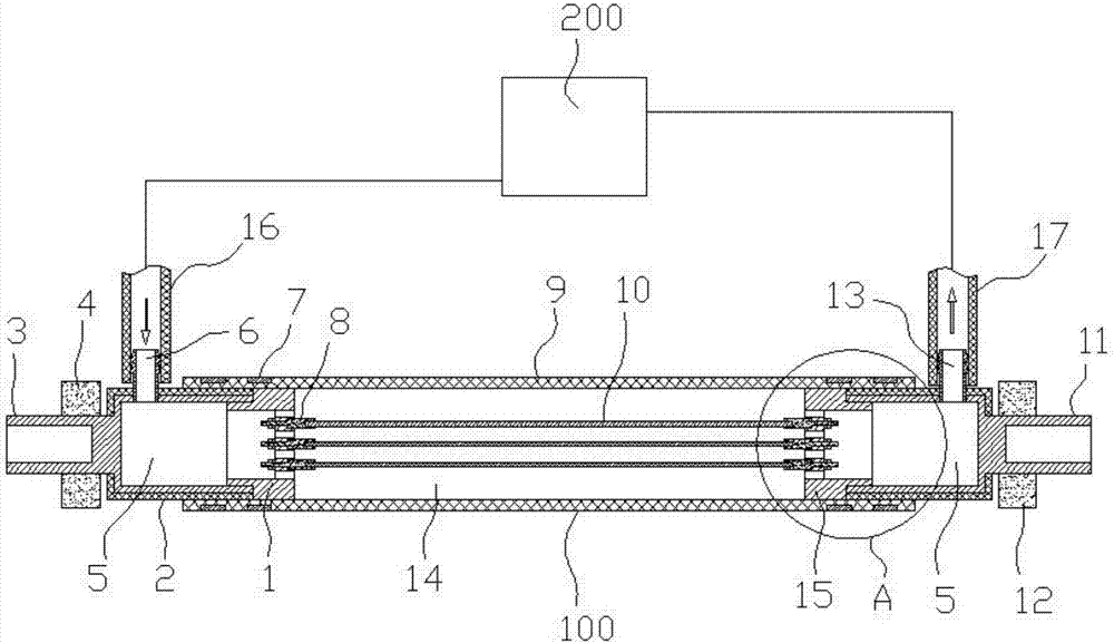 Cooling system used in submerged arc furnace short network multicore water cooled cable