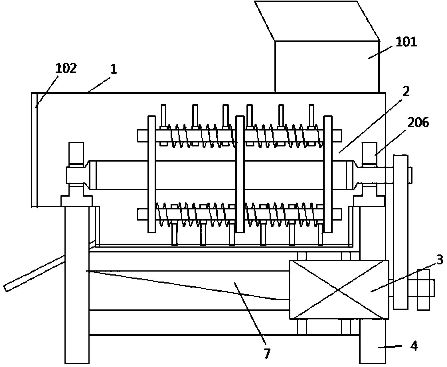 Corn threshing and silk removing device