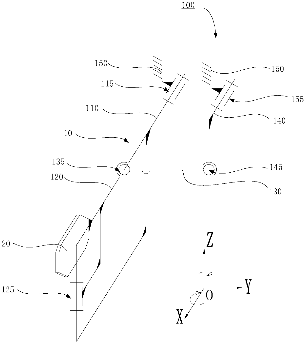 Five-bar mechanism, swing mirror system and two-dimensional swing mirror device