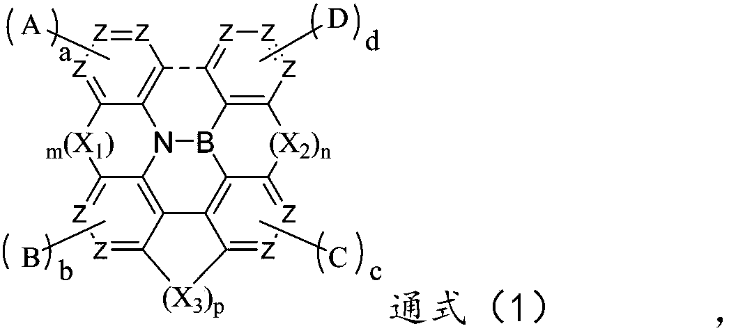 Organic electroluminescent material containing boron and nitrogen and application thereof on organic electroluminescent devices