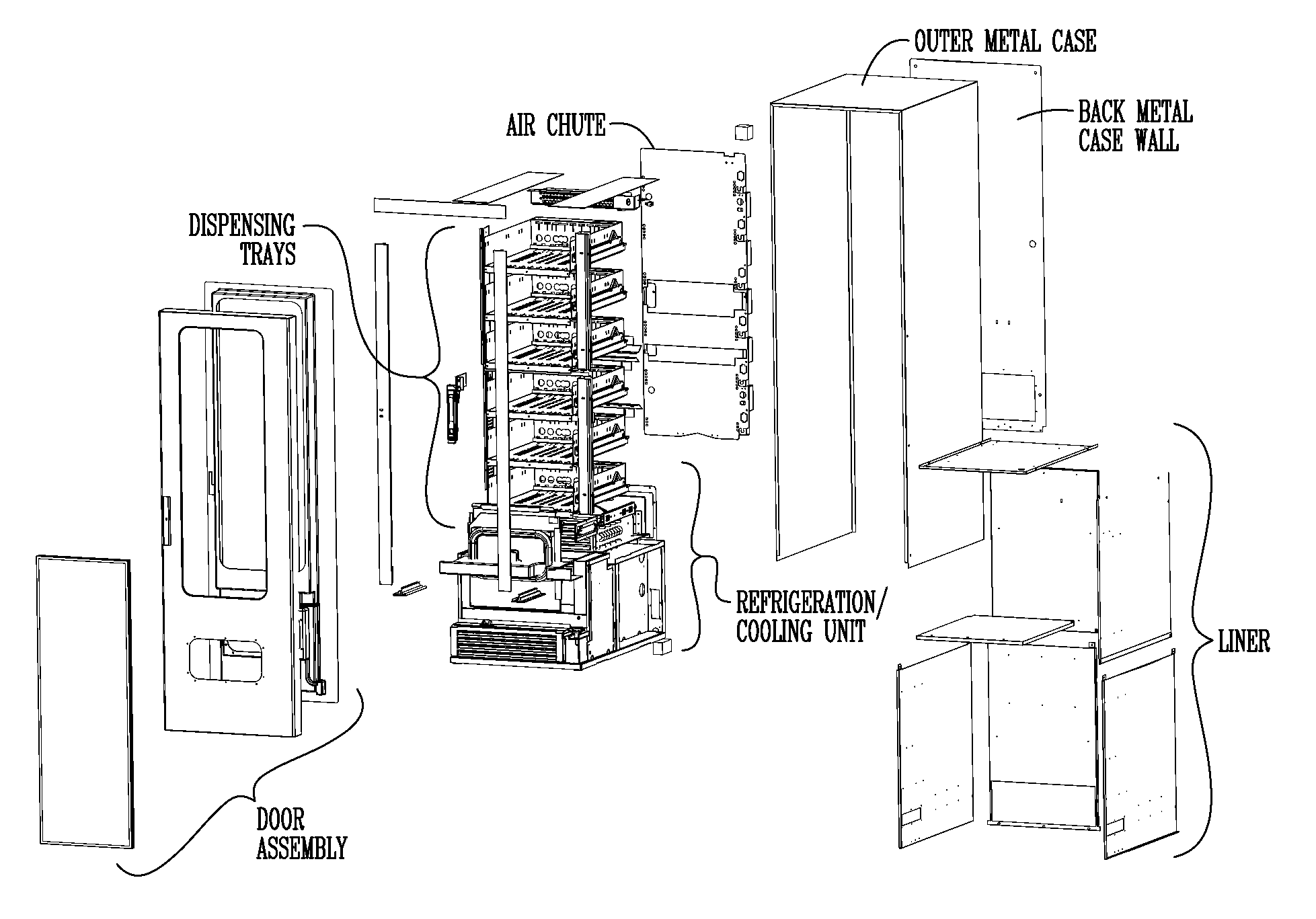 Apparatus and method for single or multiple temperature zone(s) in refrigerated vending machine