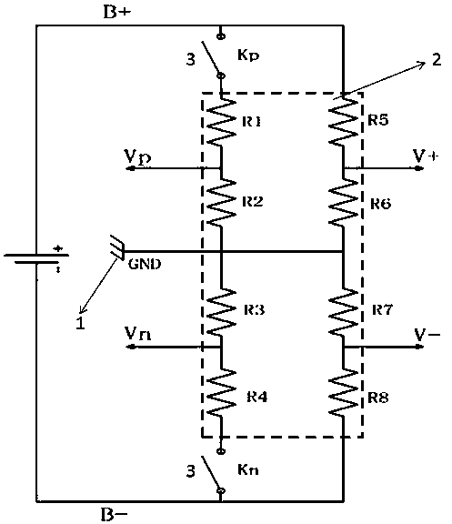 Total voltage detection circuit and method of high-voltage battery system