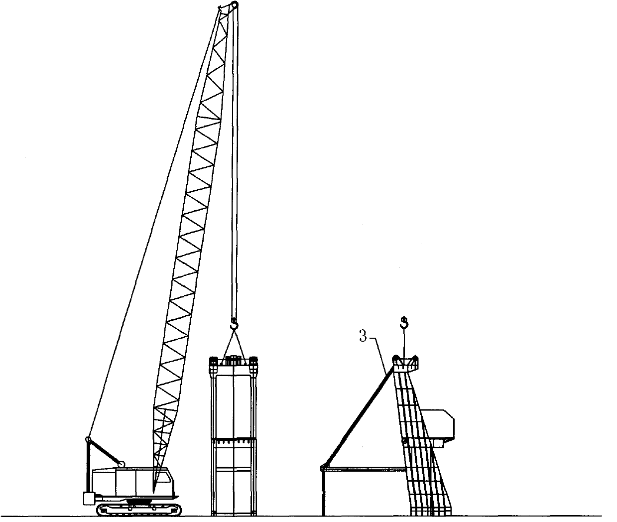 Moment hoisting method for three connecting rods of gantry crane