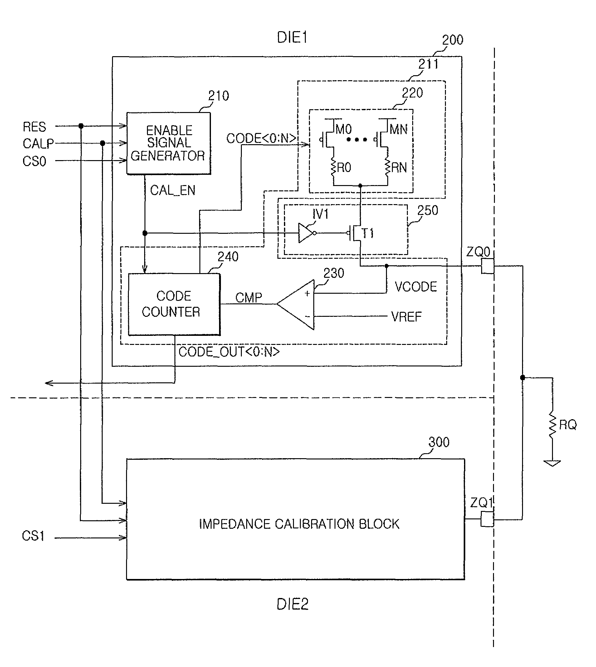 Circuit for calibrating impedance and semiconductor apparatus using the same