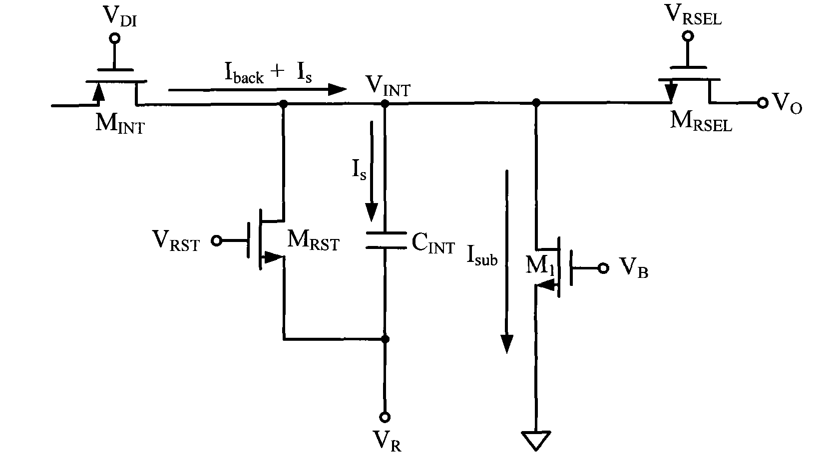 Stage background inhibiting infrared focal plane unit circuit