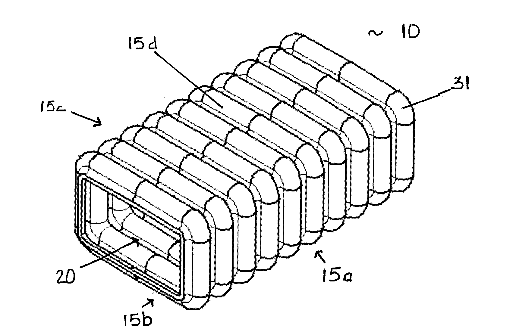 Corrugated tubular energy absorbing structure