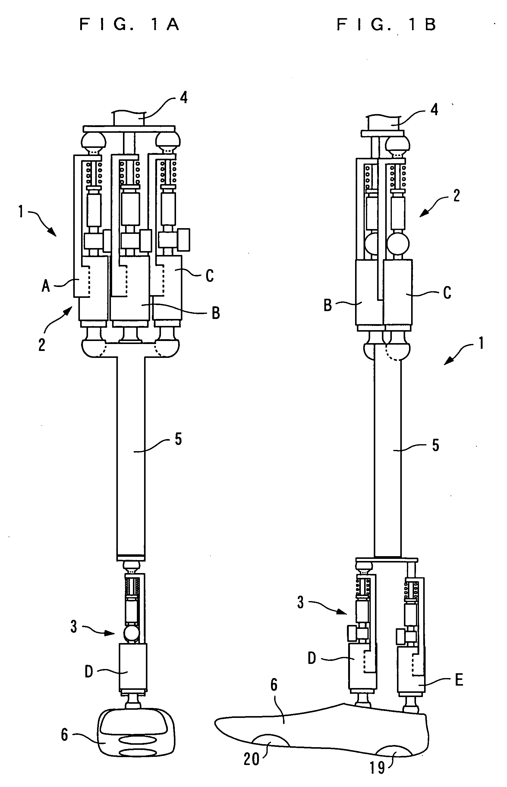 Joint device for artificial leg, method and control unit for controlling the joint device