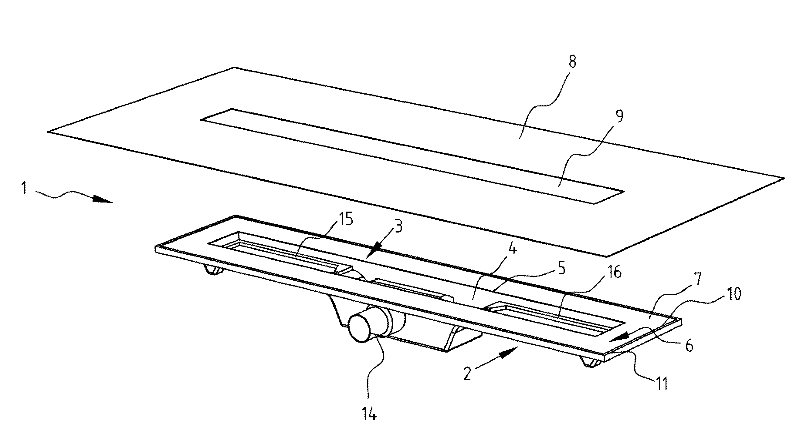 Drain assembly, drain body for use in such an assembly and method for building-in of a drain