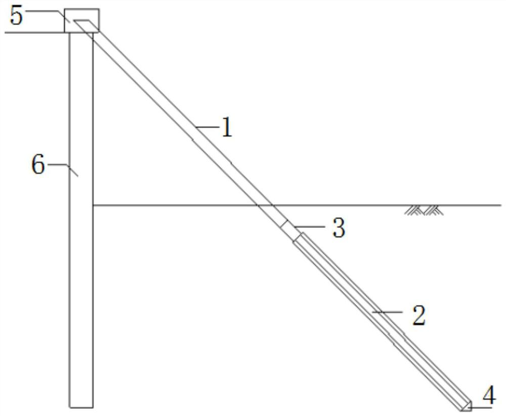 Combined inclined strut supporting pile