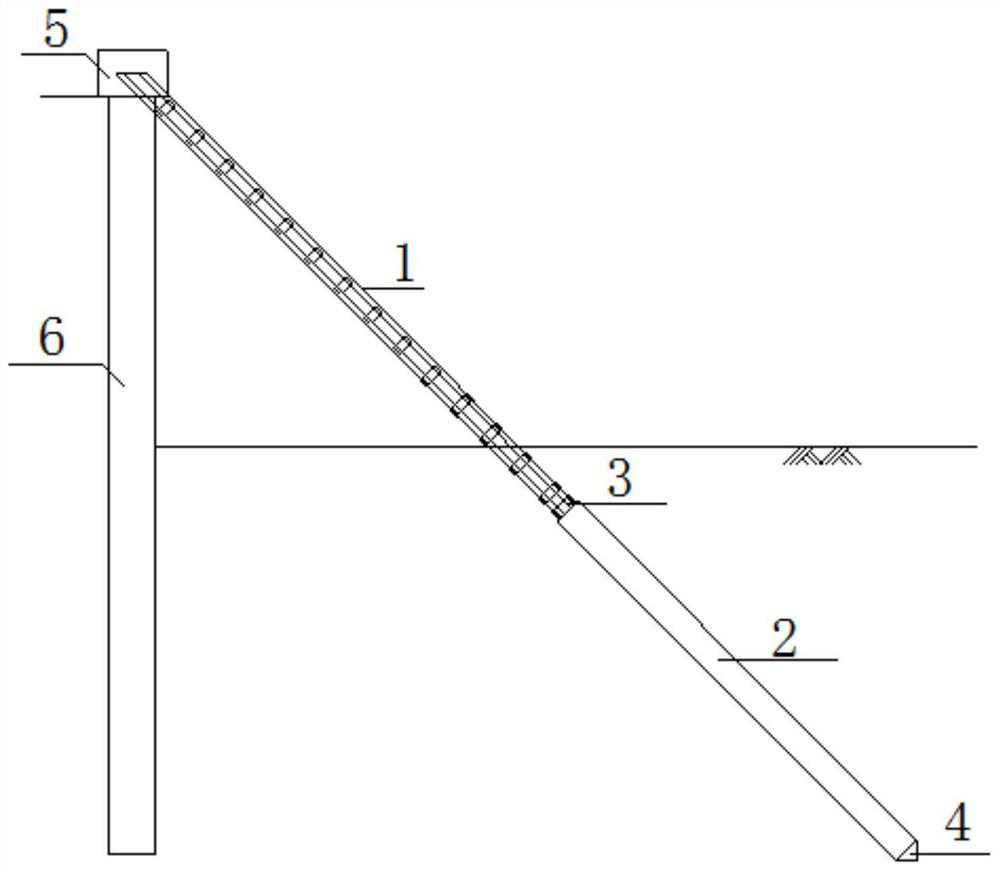 Combined inclined strut supporting pile