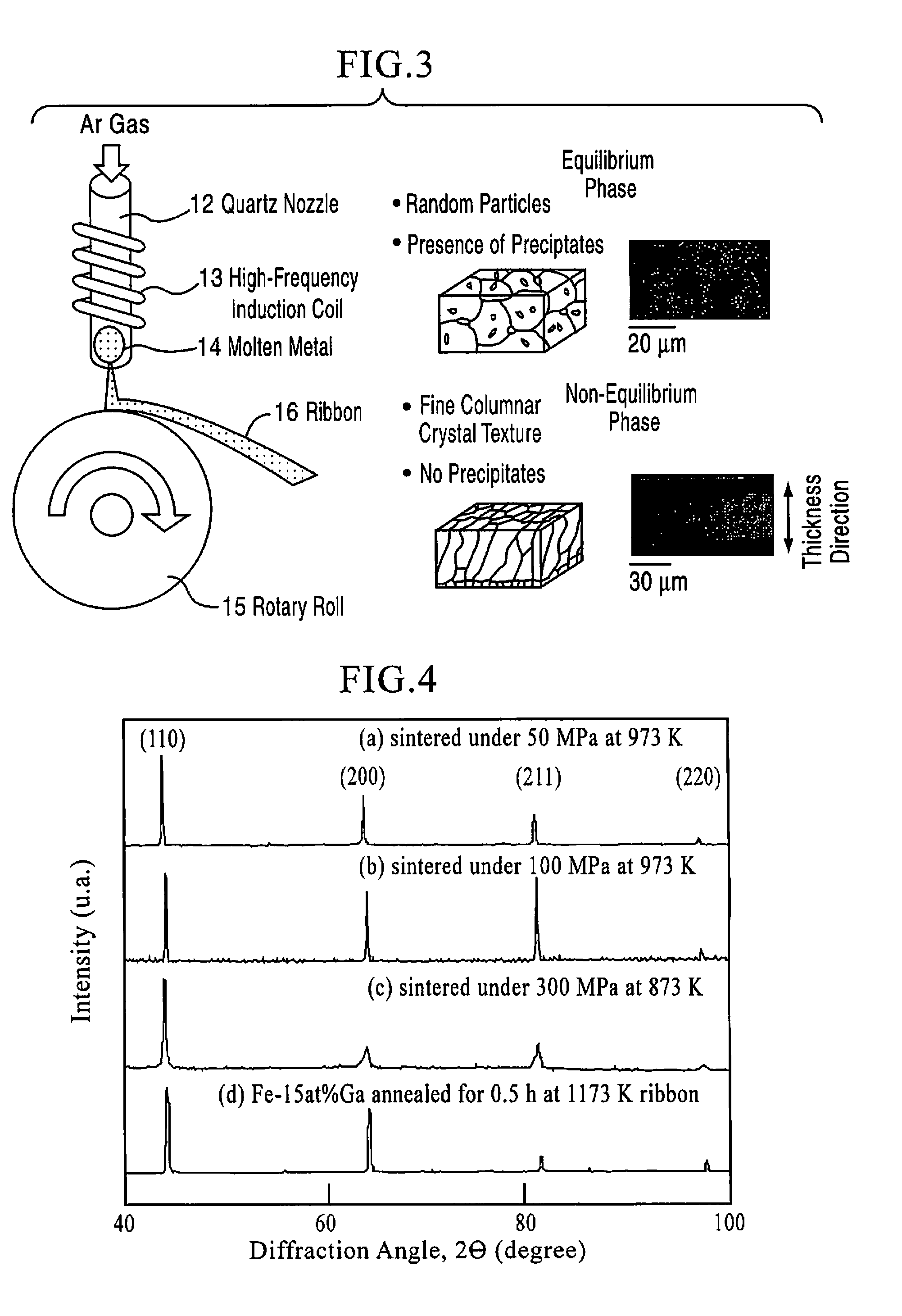 Bulk solidified quenched material and process for producing the same