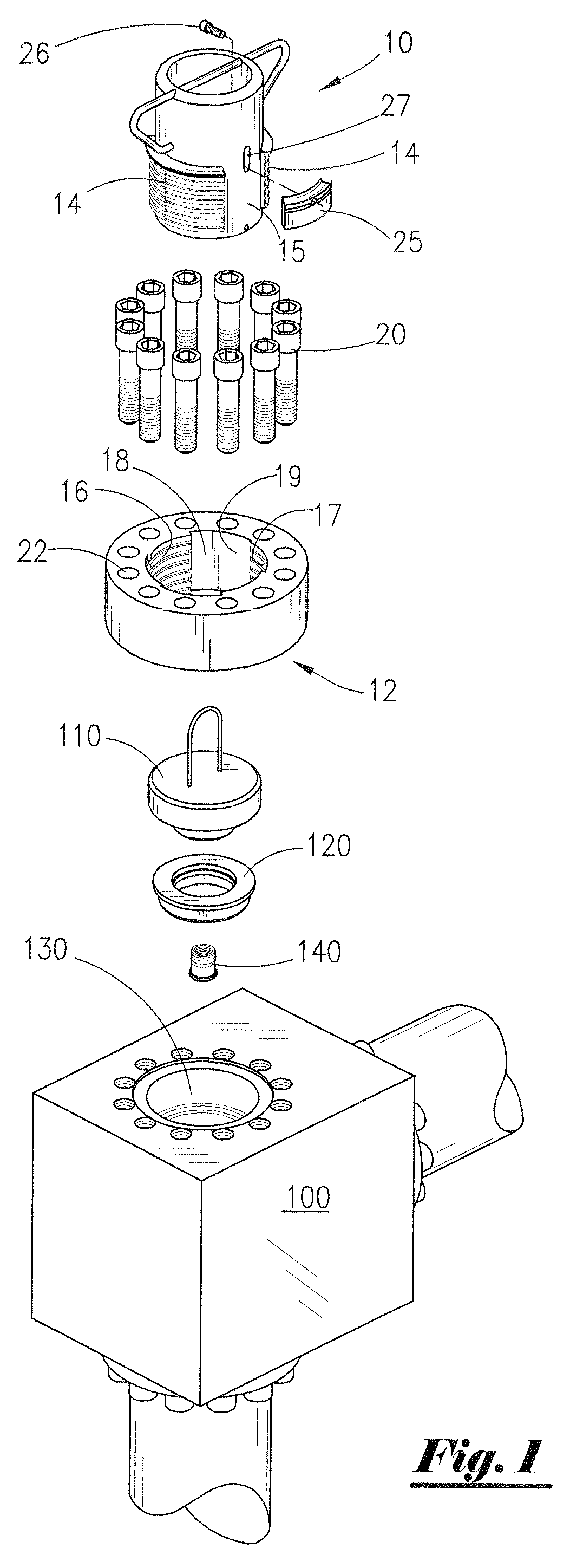 Mud pump receiving flange and plug retainer