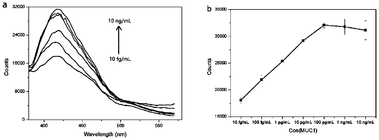 Trace MUC1 fluorescence detection method based on chained hybridization reaction and fluorescence carbon quantum dots