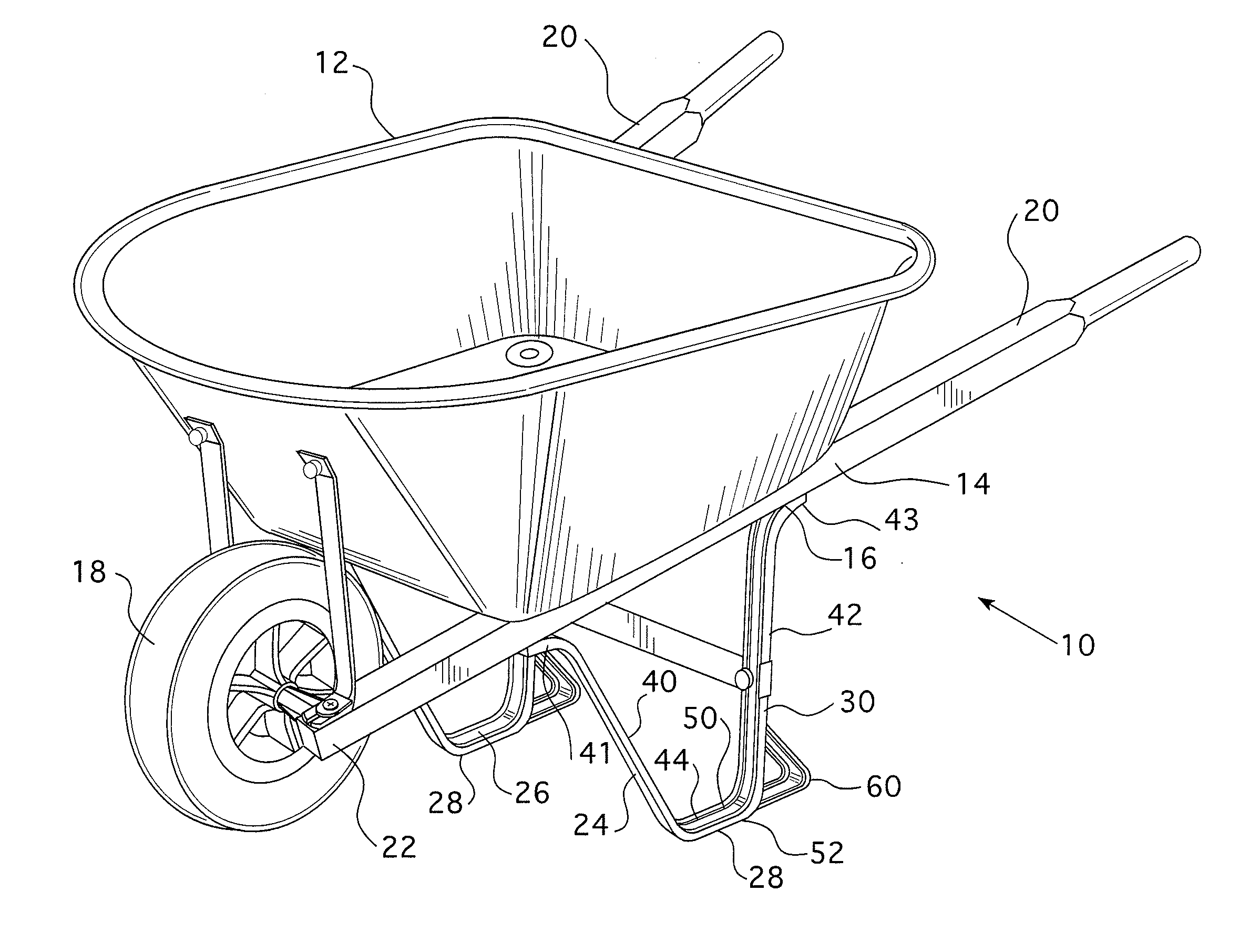 Wheelbarrow leg stabilizer