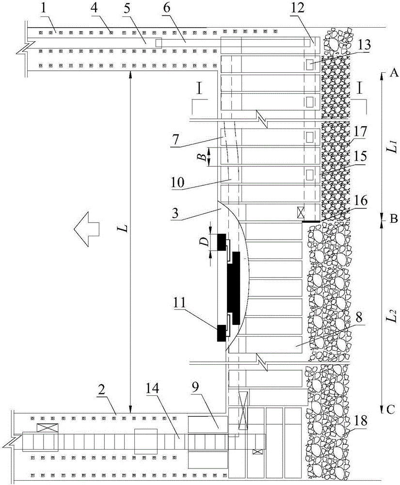 Local filling mining method for longwall face along strike of steeply dipping seam