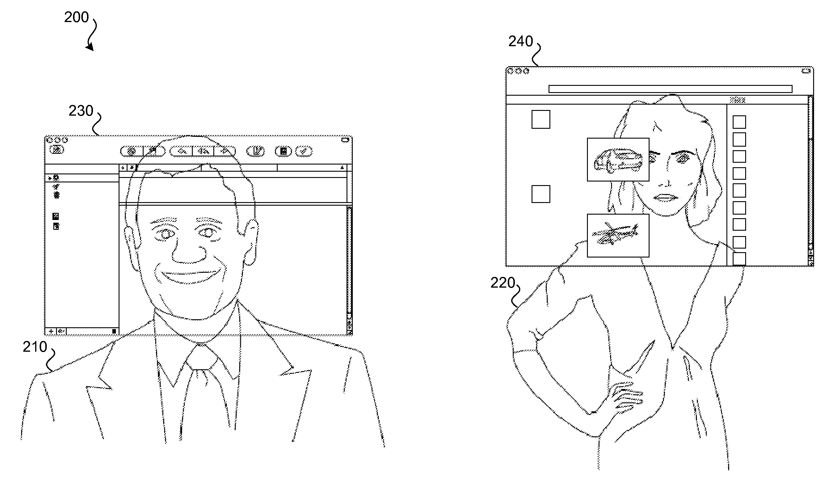 Methods and systems for making the use of head-mounted displays less obvious to non-users