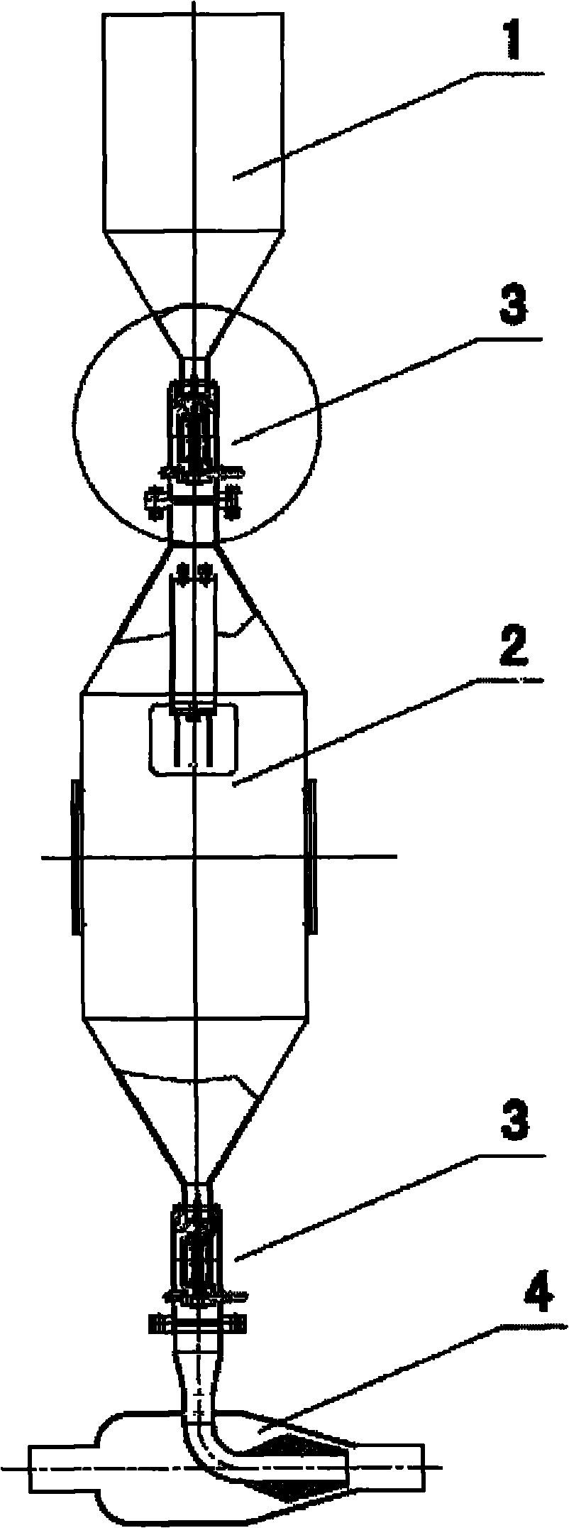 Powder charging and discharging device